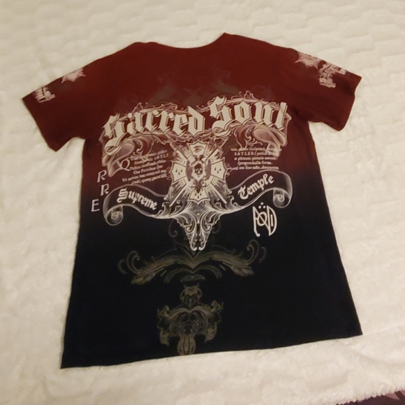 Sacred Soul Men's Shirt Deep Red & Blue Size L (MMA) - Picture 4 of 6